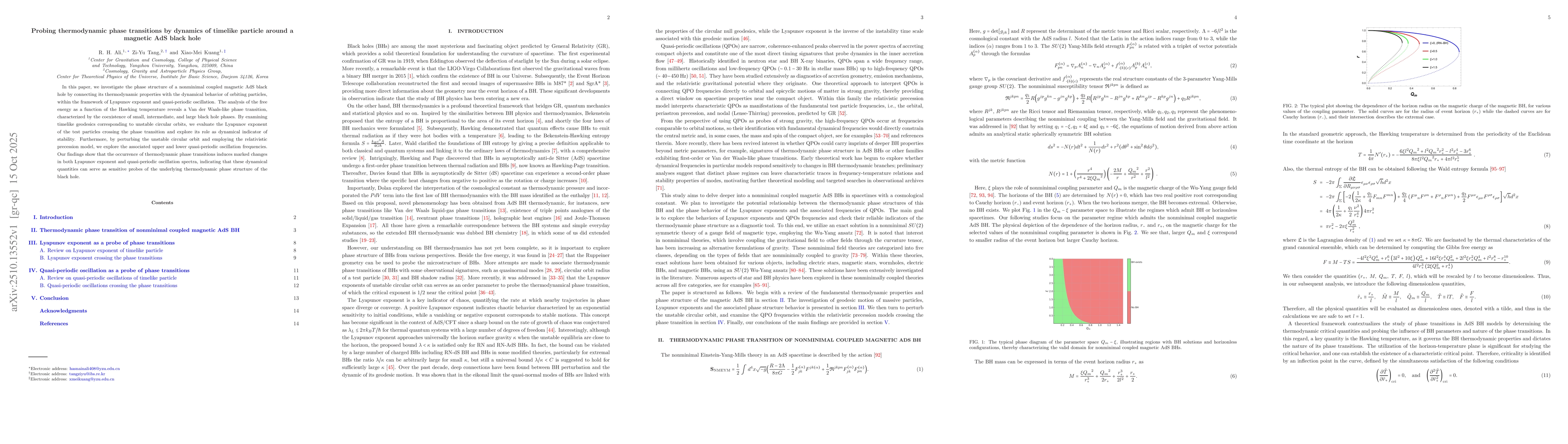 Thumbnail for Probing thermodynamic phase transitions by dynamics of timelike particle
  around a magnetic AdS black hole