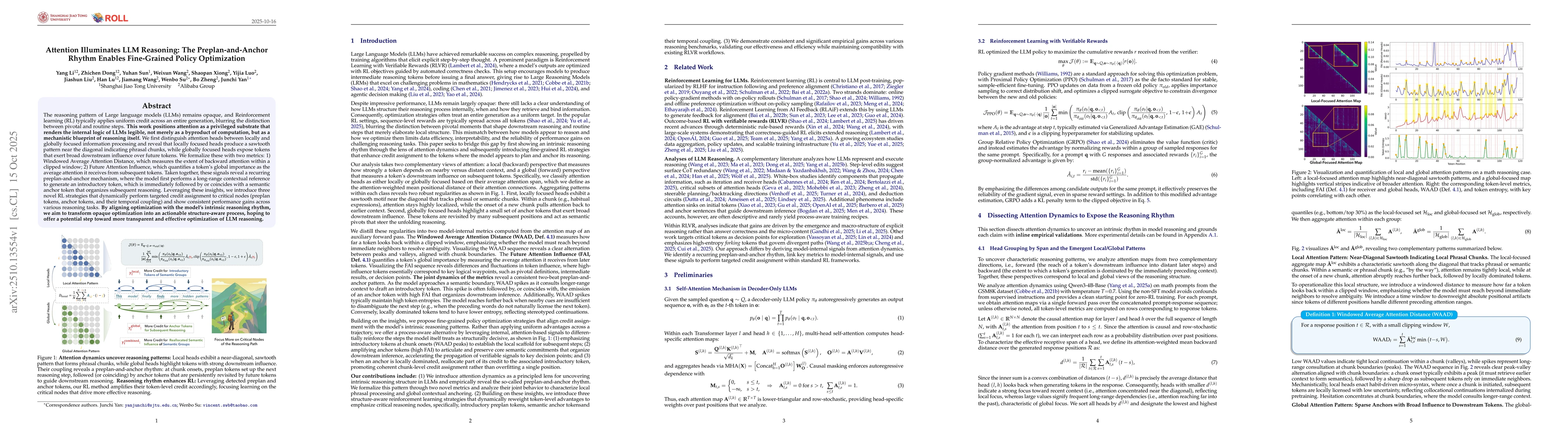 Thumbnail for Attention Illuminates LLM Reasoning: The Preplan-and-Anchor Rhythm
  Enables Fine-Grained Policy Optimization