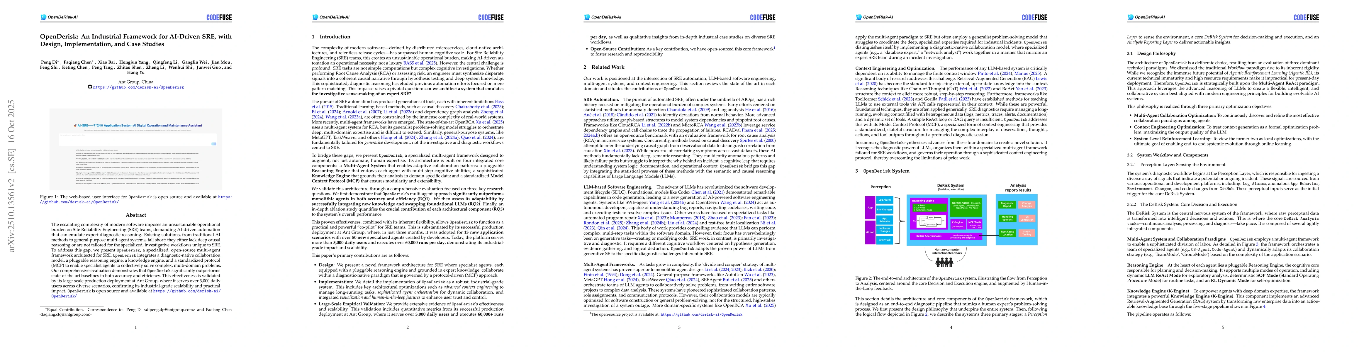 Thumbnail for OpenDerisk: An Industrial Framework for AI-Driven SRE, with Design,
  Implementation, and Case Studies