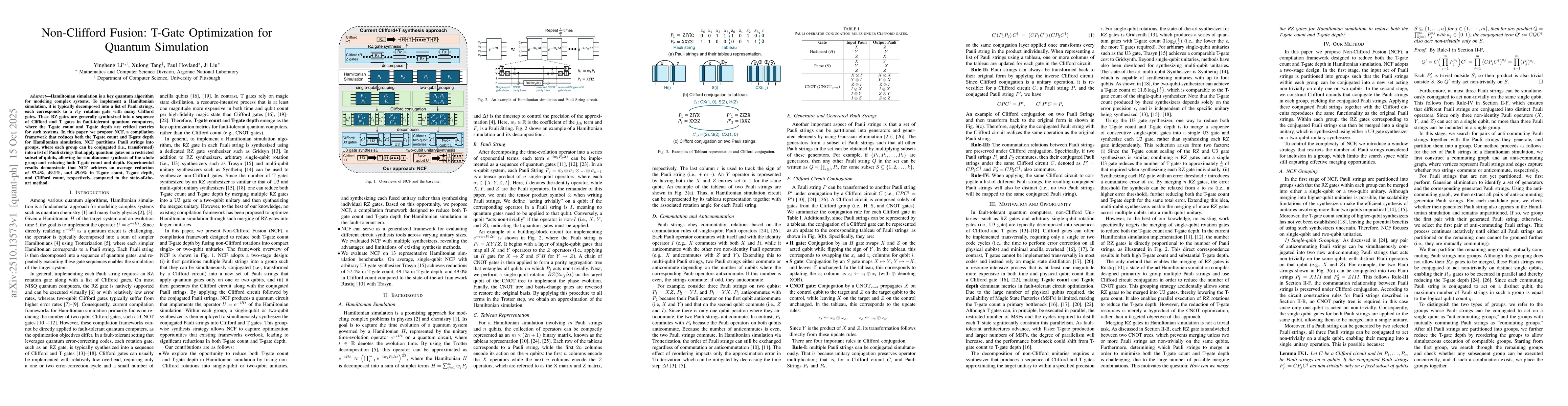 Thumbnail for Non-Clifford Fusion: T-Gate Optimization for Quantum Simulation