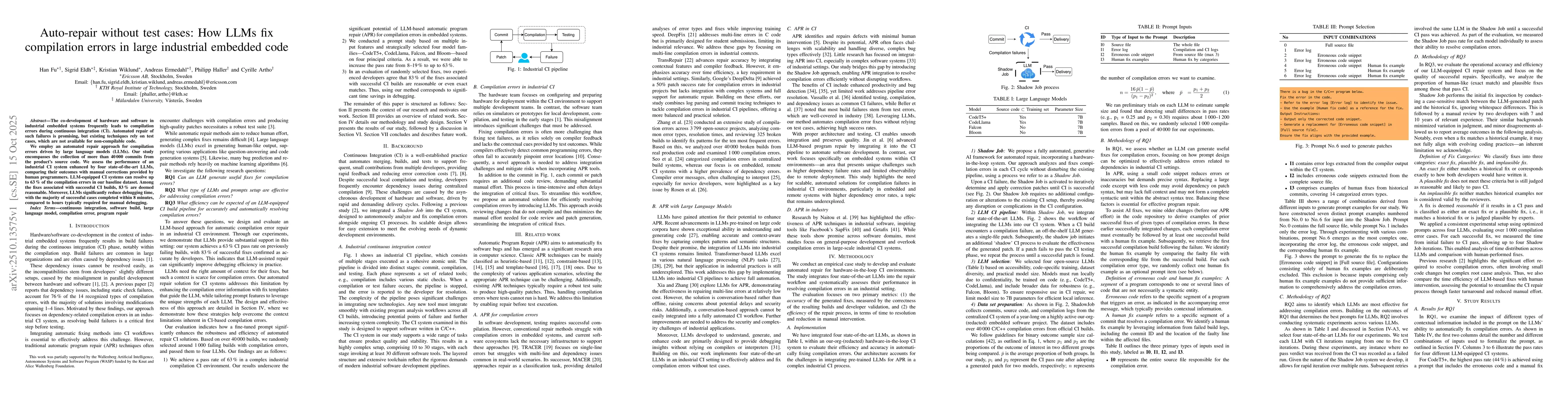 Thumbnail for Auto-repair without test cases: How LLMs fix compilation errors in large
  industrial embedded code