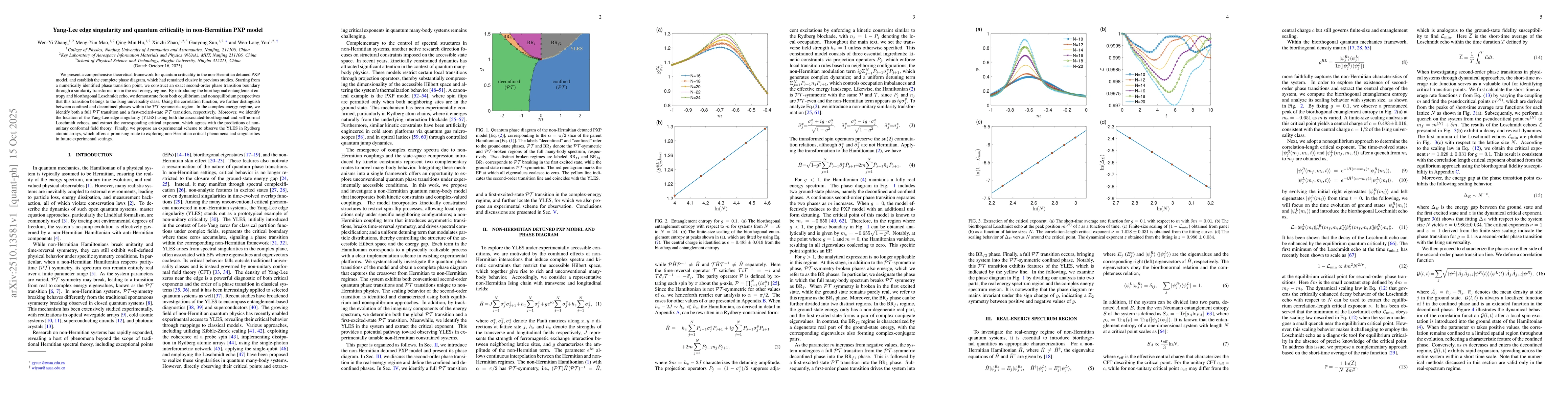 Thumbnail for Yang-Lee edge singularity and quantum criticality in non-Hermitian PXP
  model
