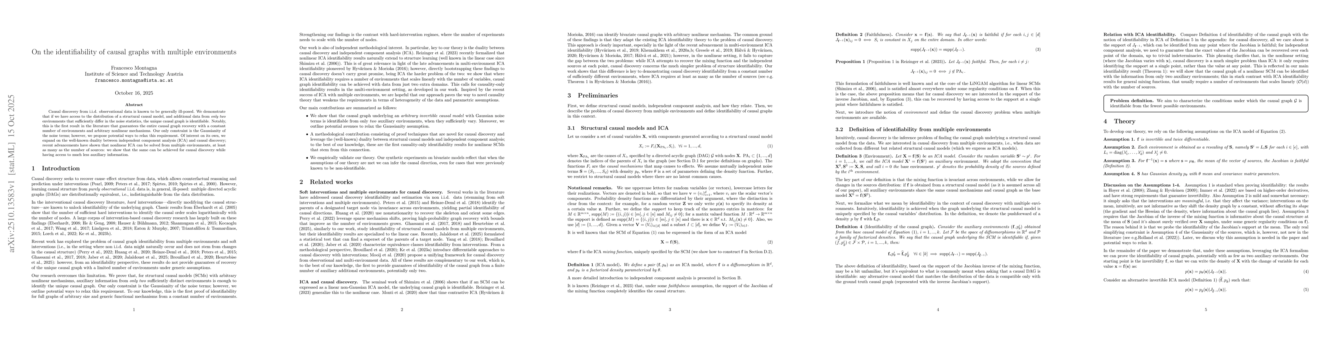 Thumbnail for On the identifiability of causal graphs with multiple environments