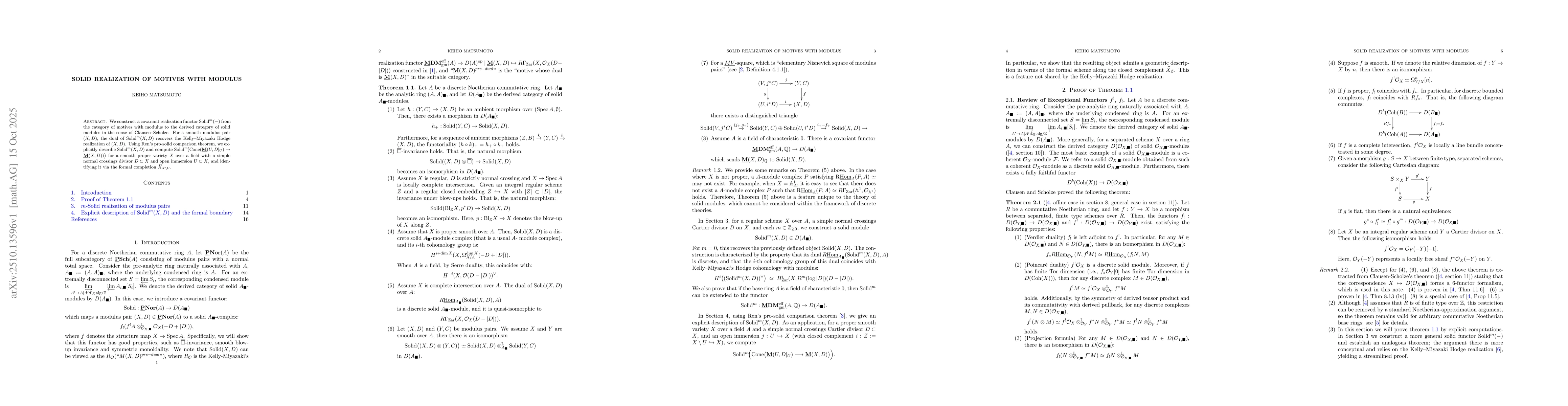 Thumbnail for Solid realization of motives with modulus