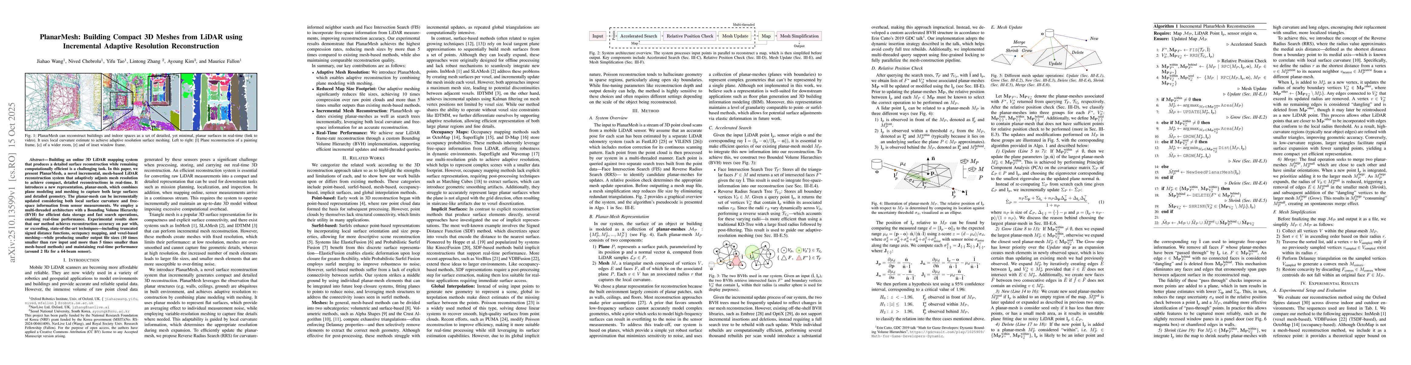 Thumbnail for PlanarMesh: Building Compact 3D Meshes from LiDAR using Incremental
  Adaptive Resolution Reconstruction