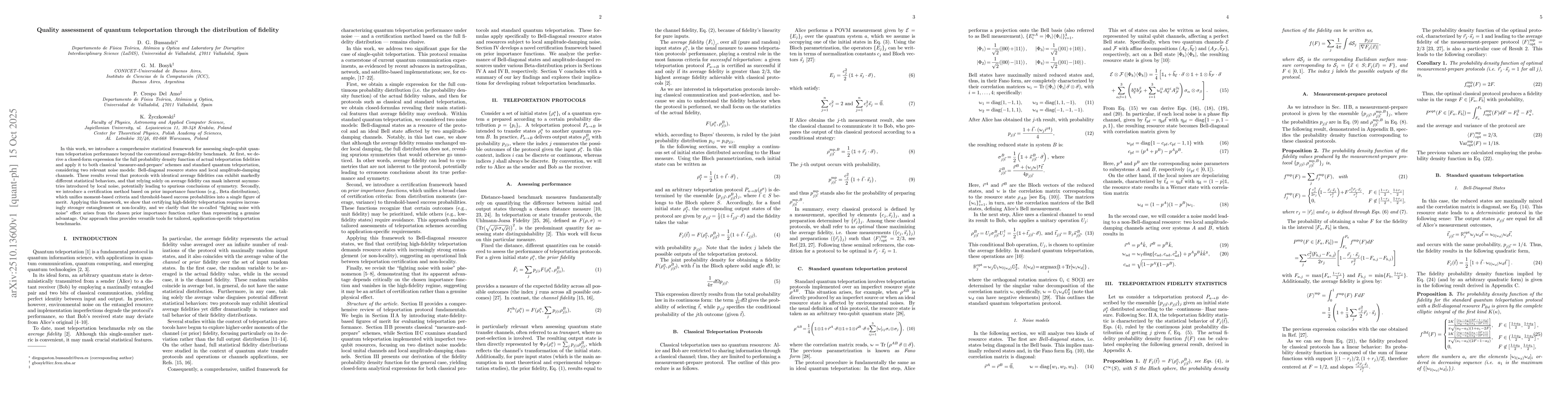 Thumbnail for Quality assessment of quantum teleportation through the distribution of
  fidelity
