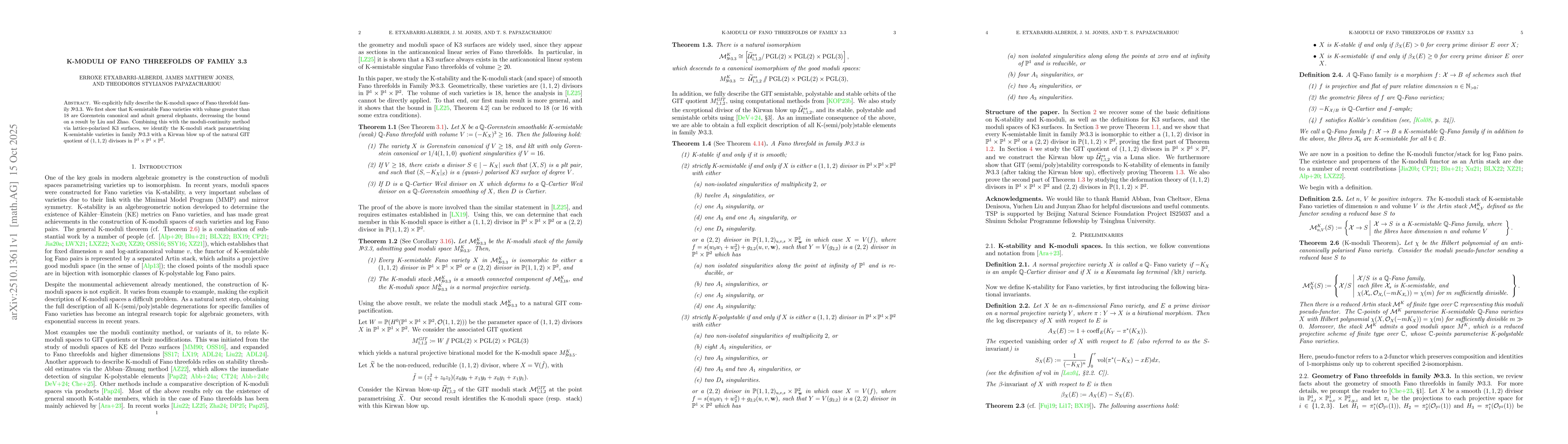 Thumbnail for K-Moduli of Fano Threefolds of Family 3.3