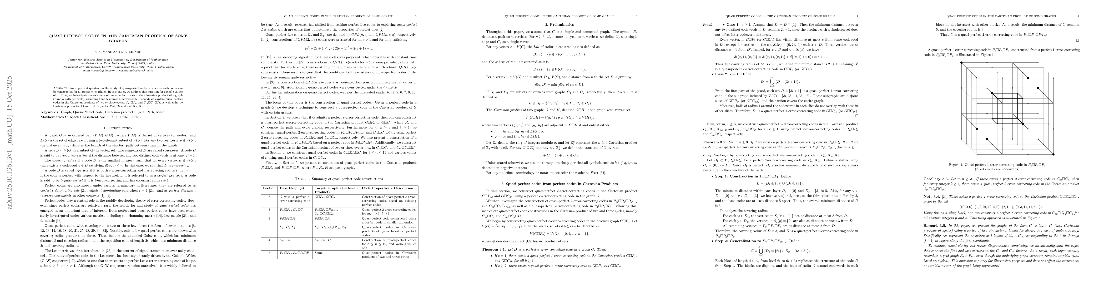 Thumbnail for Quasi perfect codes in the cartesian product of some graphs