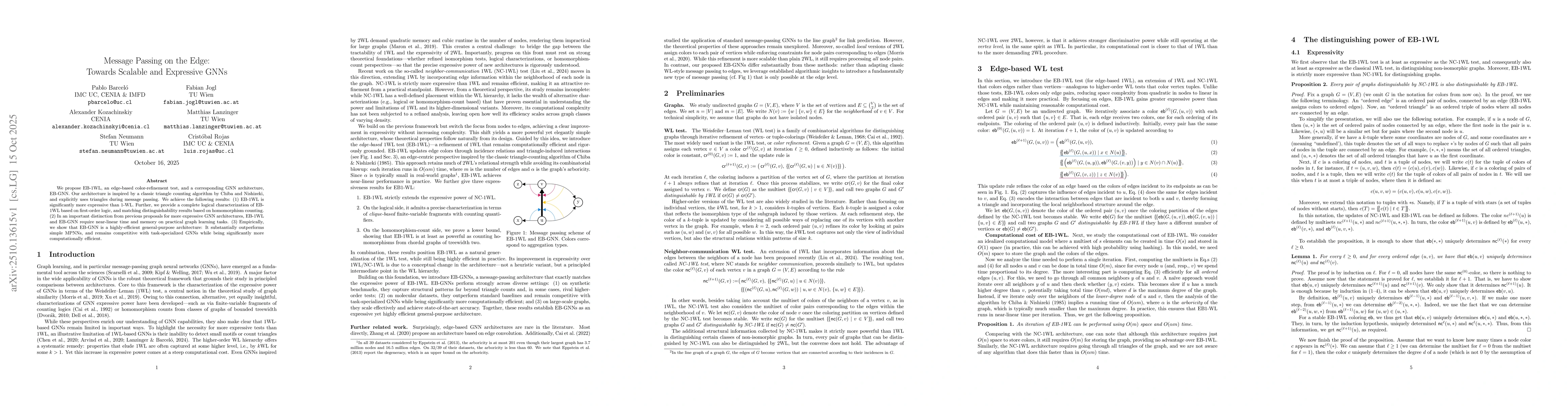 Thumbnail for Message Passing on the Edge: Towards Scalable and Expressive GNNs