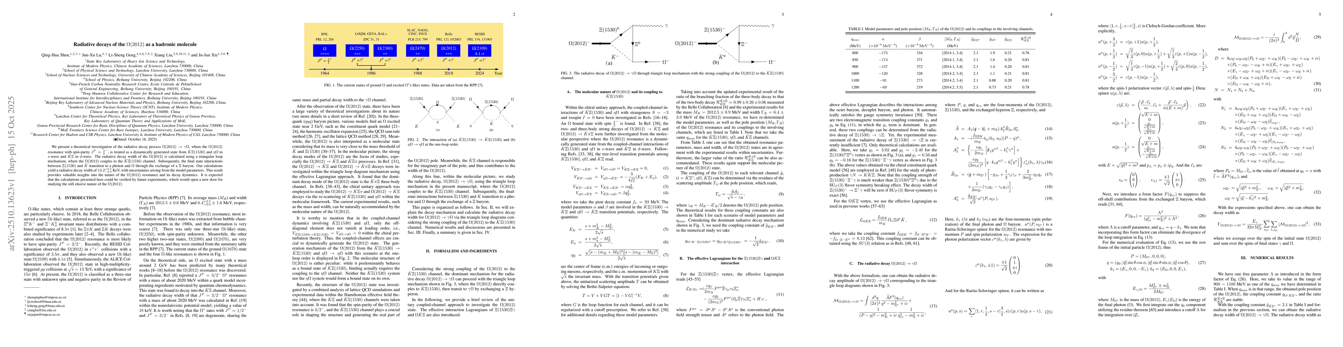 Thumbnail for Radiative decays of the $Ω(2012)$ as a hadronic molecule