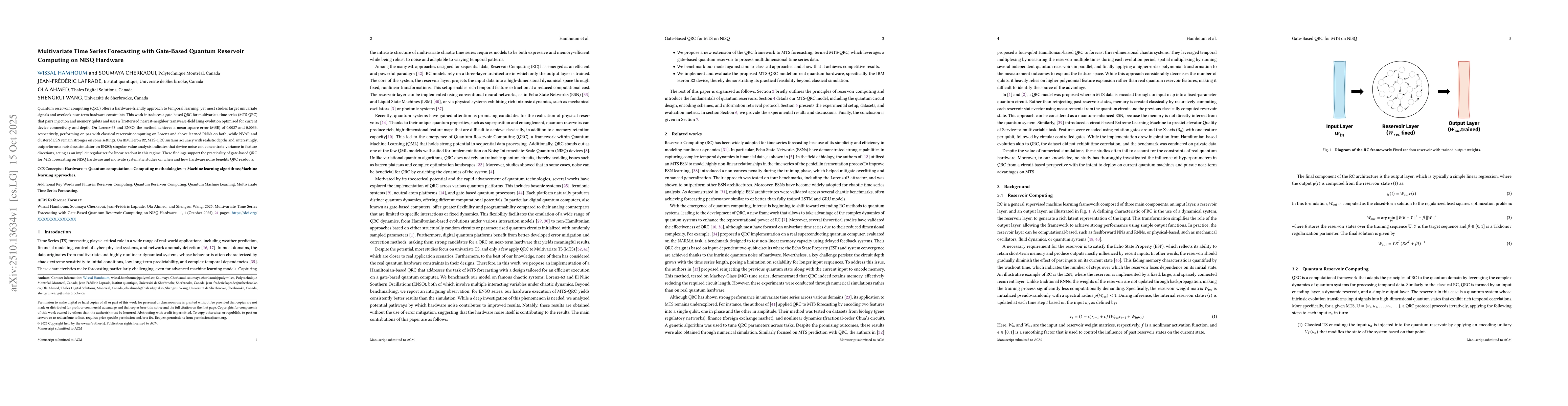Thumbnail for Multivariate Time Series Forecasting with Gate-Based Quantum Reservoir
  Computing on NISQ Hardware
