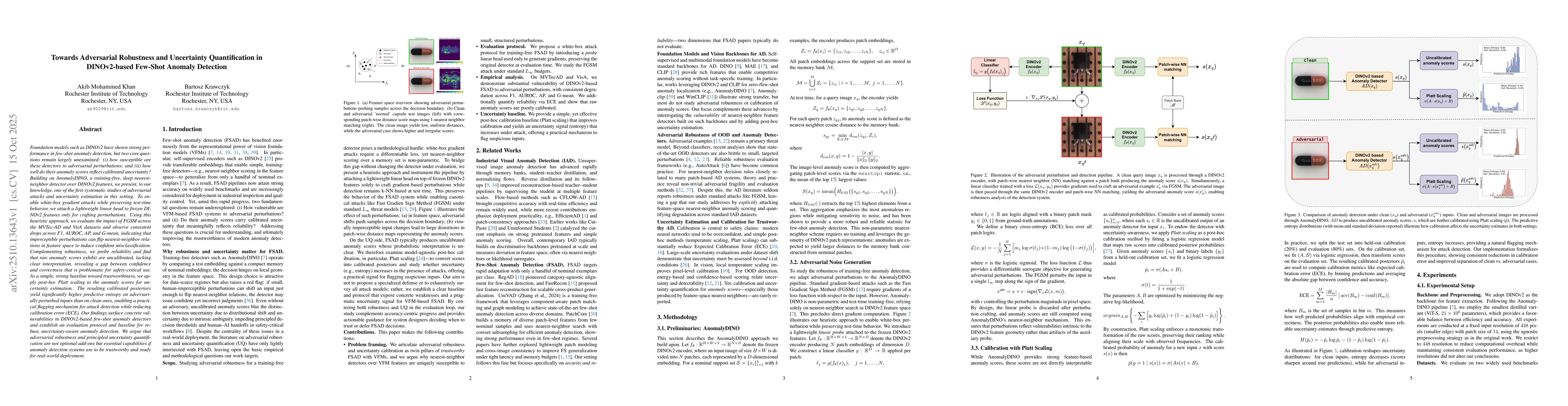 Thumbnail for Towards Adversarial Robustness and Uncertainty Quantification in
  DINOv2-based Few-Shot Anomaly Detection