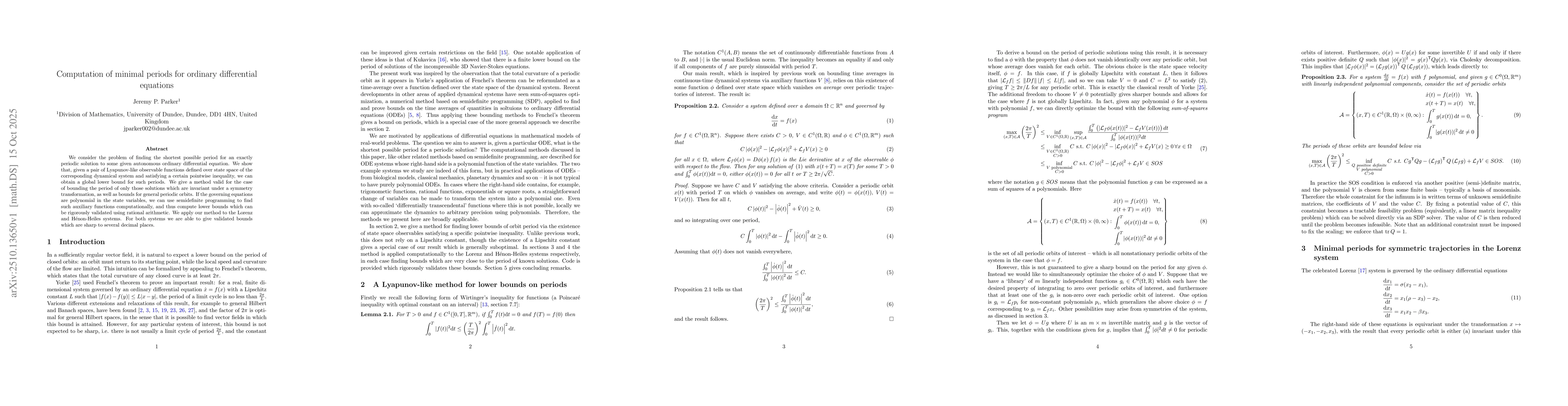 Thumbnail for Computation of minimal periods for ordinary differential equations