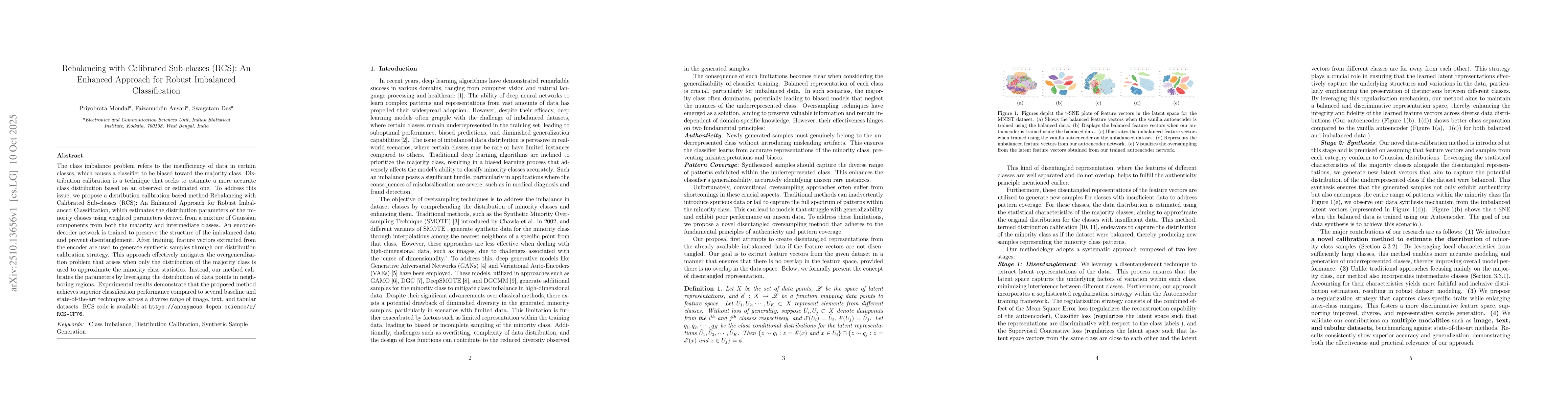 Thumbnail for Rebalancing with Calibrated Sub-classes (RCS): An Enhanced Approach for
  Robust Imbalanced Classification