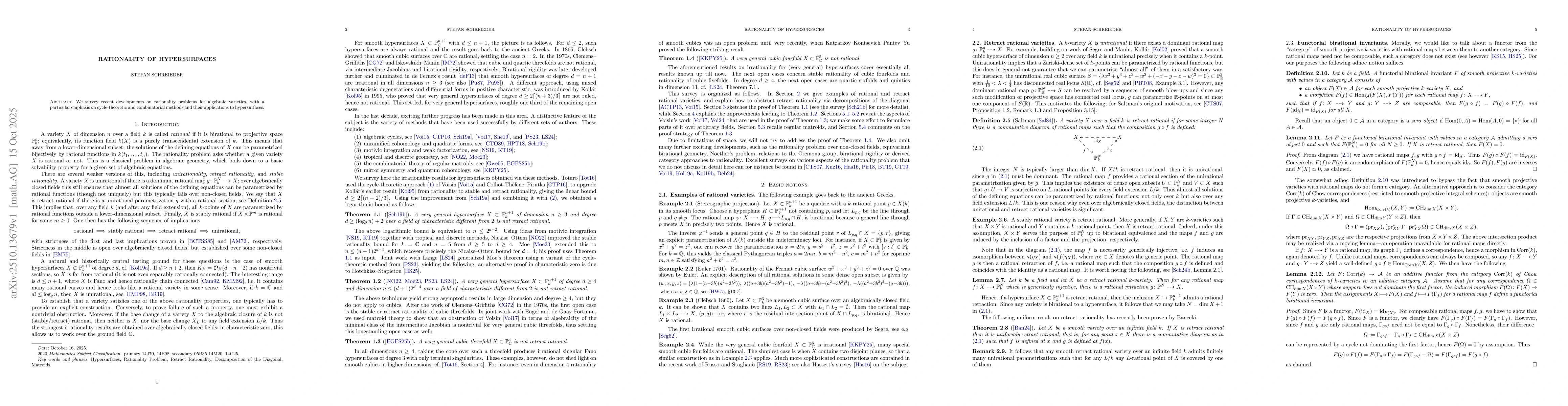 Thumbnail for Rationality of hypersurfaces