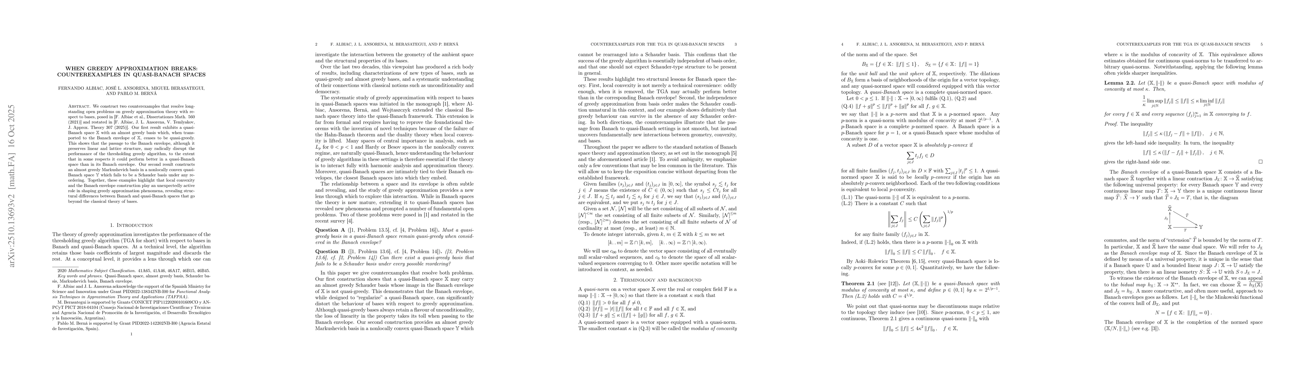 Thumbnail for When Greedy Approximation Breaks: Counterexamples in Quasi-Banach Spaces