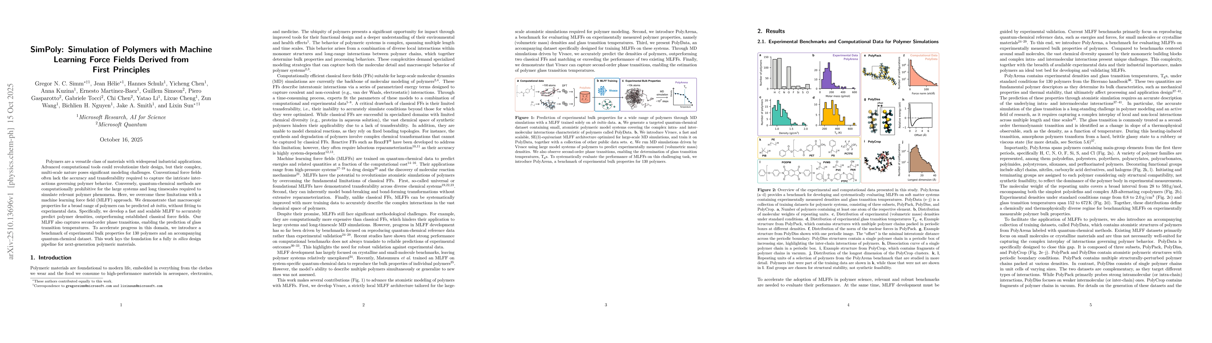 Thumbnail for SimPoly: Simulation of Polymers with Machine Learning Force Fields
  Derived from First Principles