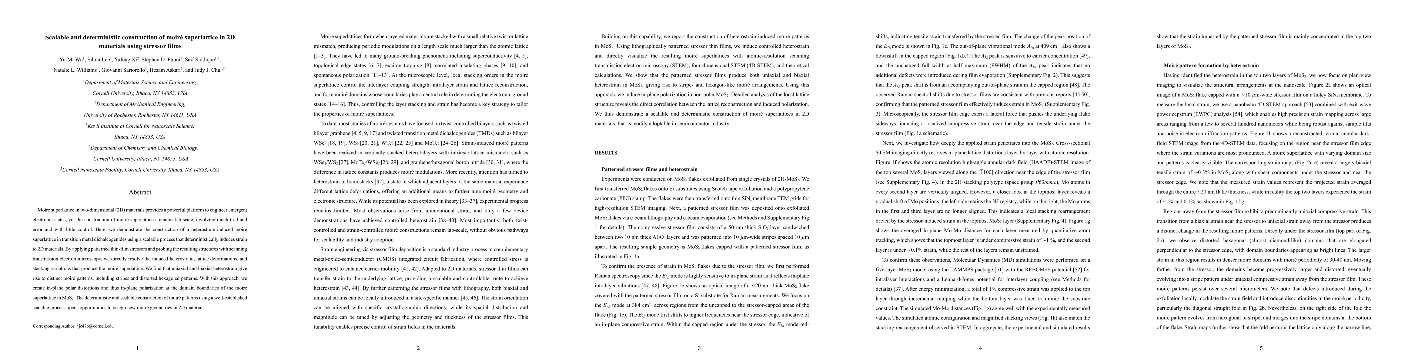 Thumbnail for Scalable and deterministic construction of moiré superlattice in 2D
  materials using stressor films