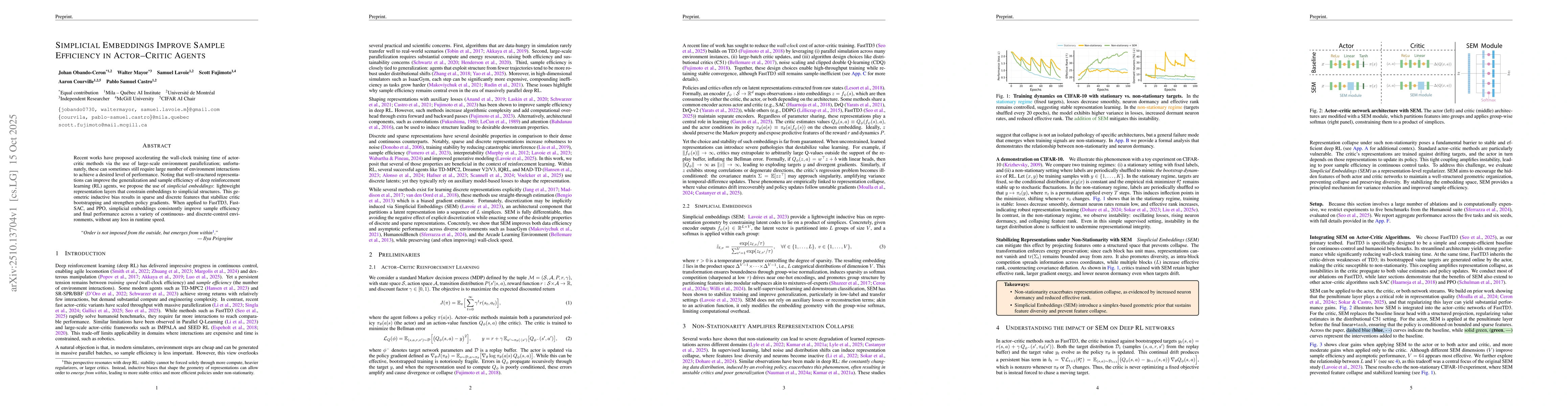 Thumbnail for Simplicial Embeddings Improve Sample Efficiency in Actor-Critic Agents