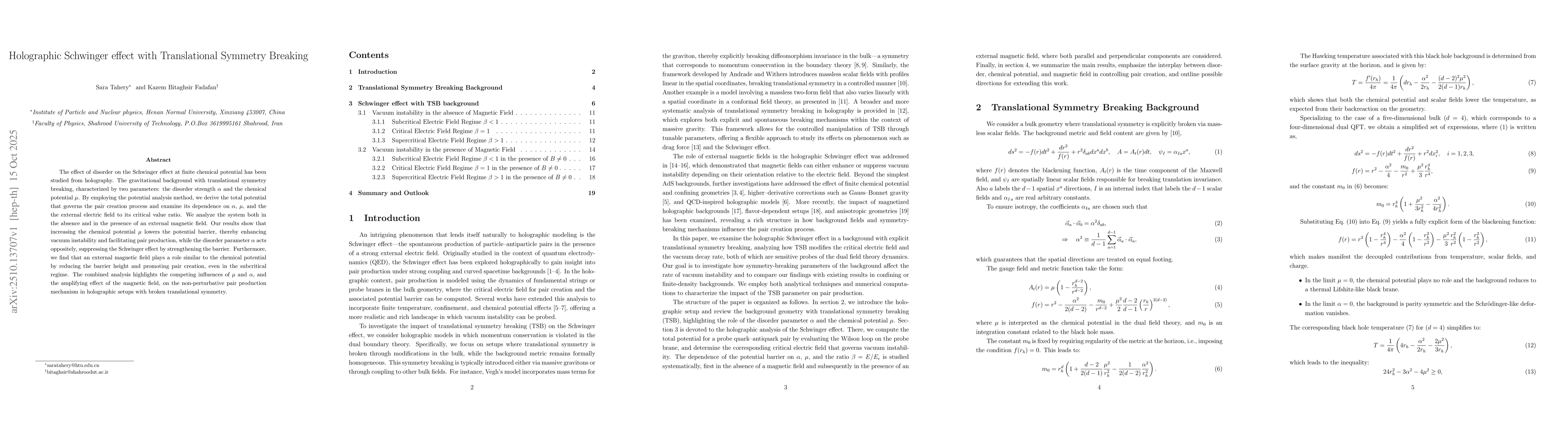 Thumbnail for Holographic Schwinger effect with Translational Symmetry Breaking