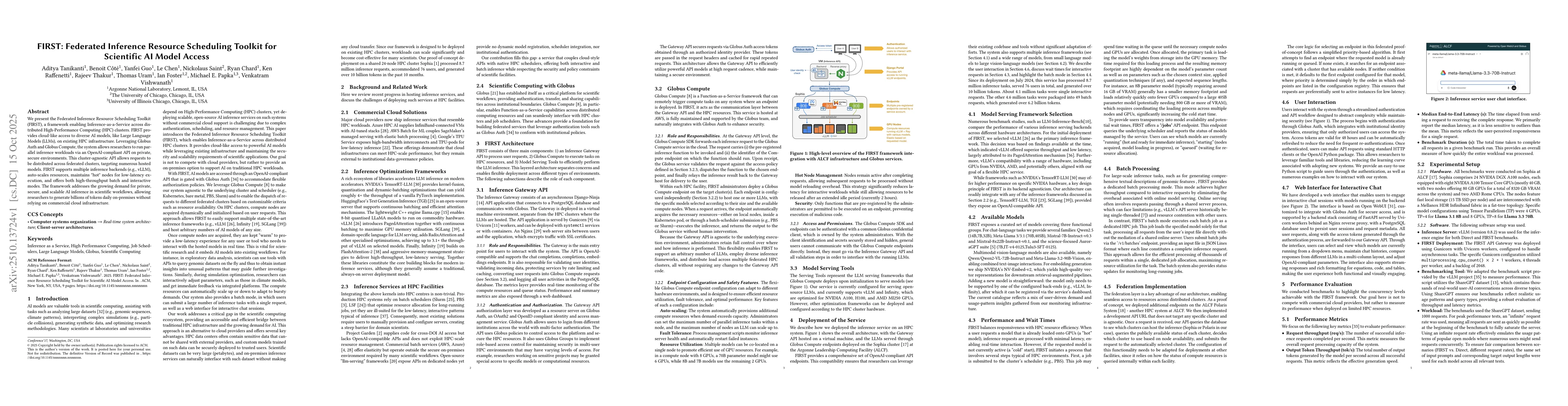 Thumbnail for FIRST: Federated Inference Resource Scheduling Toolkit for Scientific AI
  Model Access