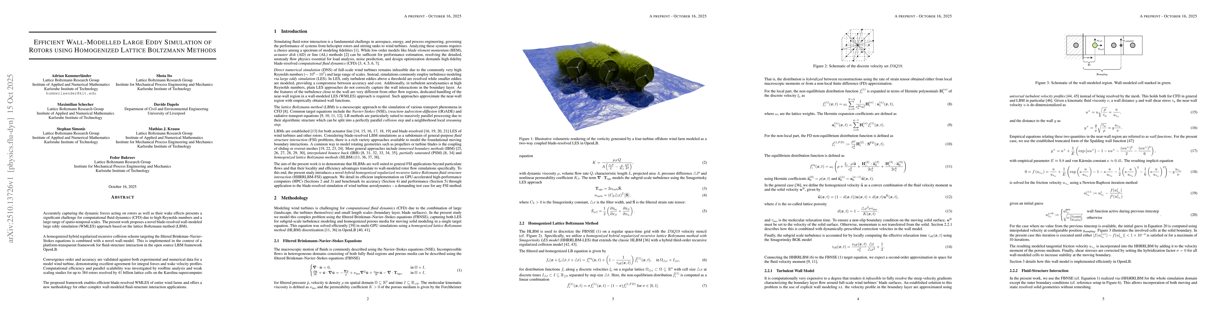 Thumbnail for Efficient Wall-Modelled Large Eddy Simulation of Rotors using
  Homogenized Lattice Boltzmann Methods
