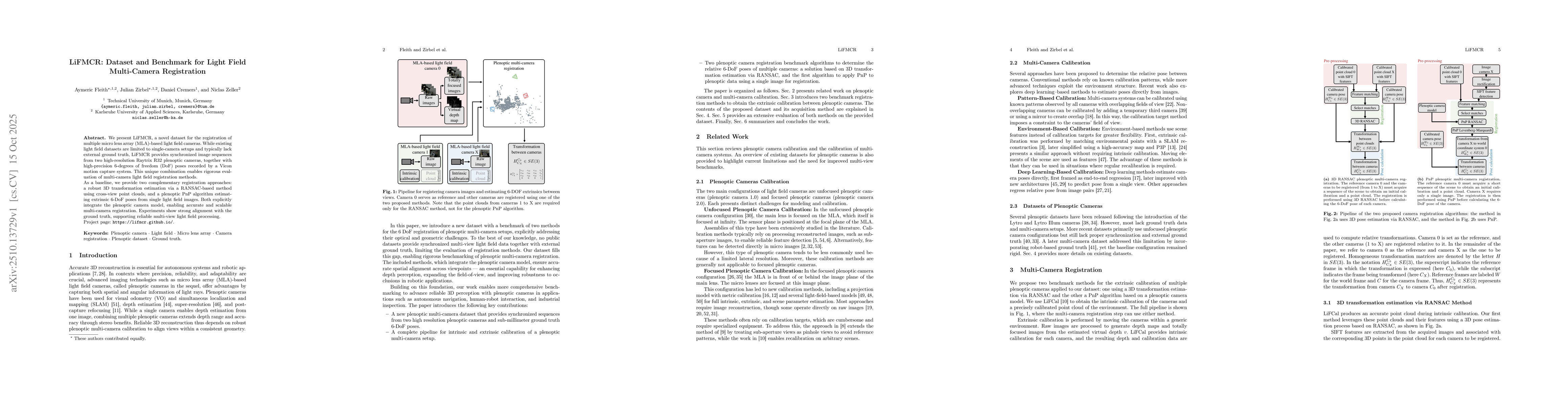 Thumbnail for LiFMCR: Dataset and Benchmark for Light Field Multi-Camera Registration