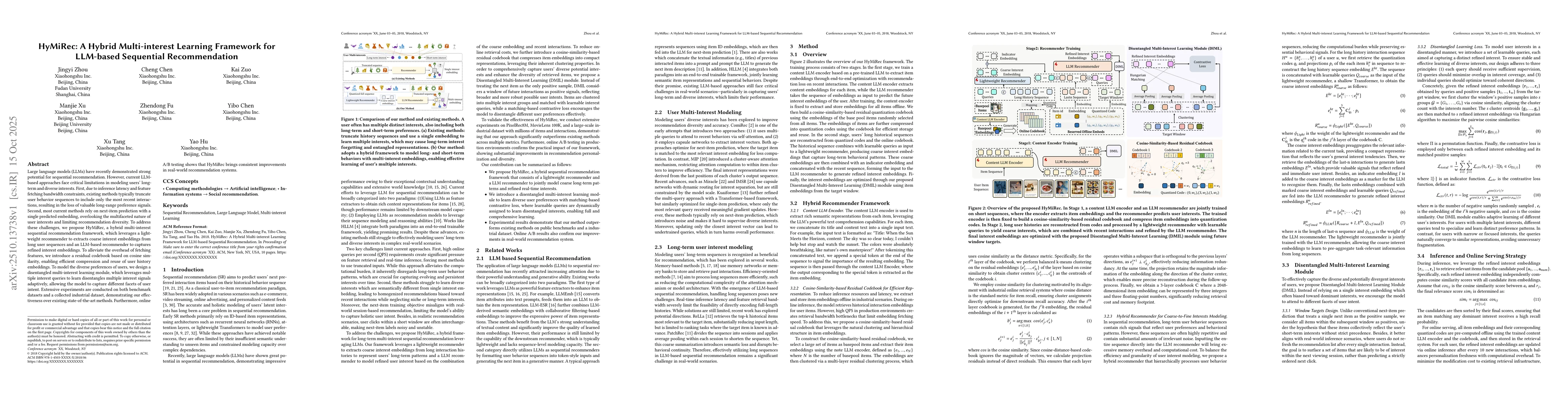 Thumbnail for HyMiRec: A Hybrid Multi-interest Learning Framework for LLM-based
  Sequential Recommendation