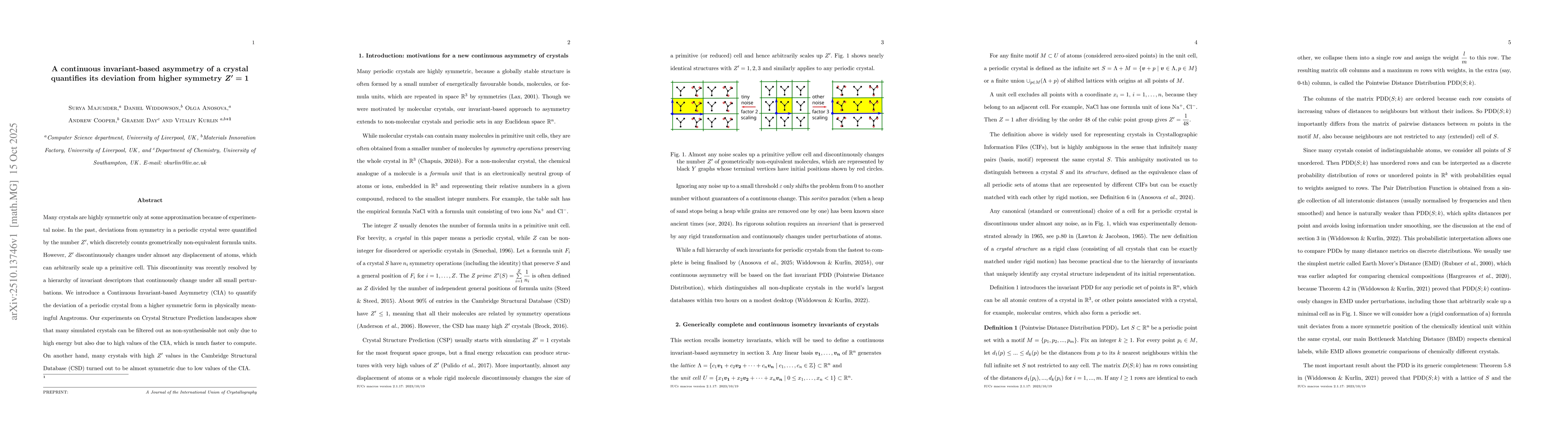 Thumbnail for A continuous invariant-based asymmetry of a crystal quantifies its
  deviation from higher symmetry Z'=1