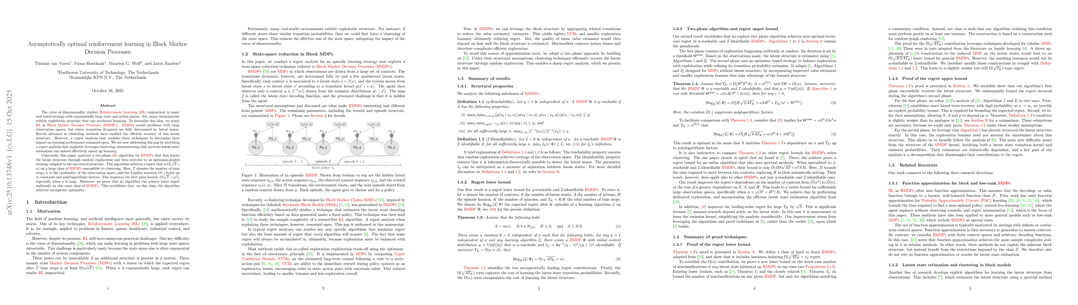 Thumbnail for Asymptotically optimal reinforcement learning in Block Markov Decision
  Processes