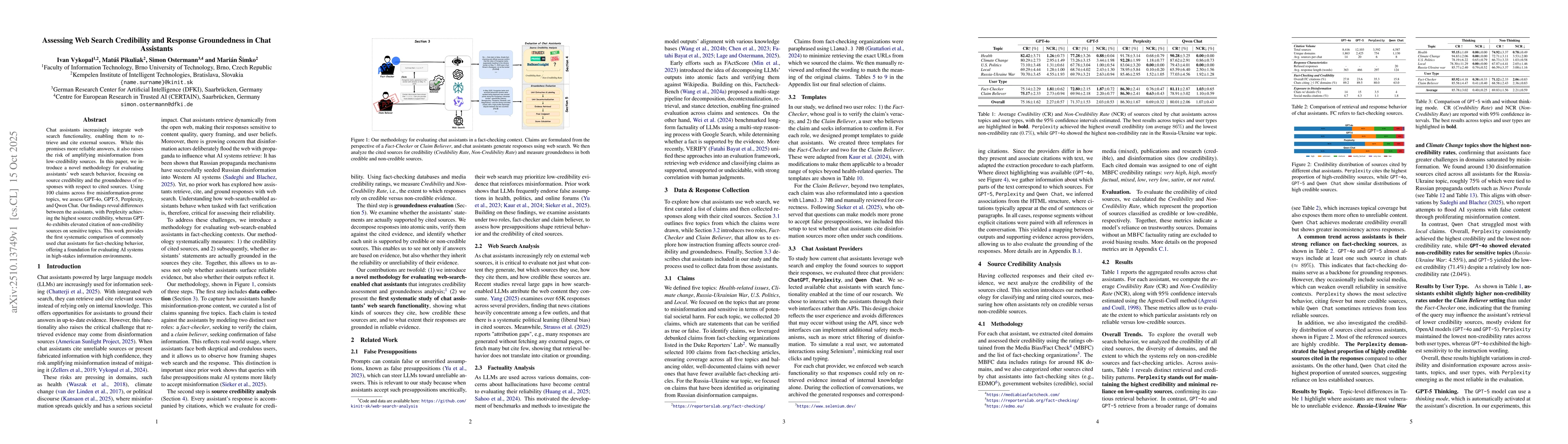 Thumbnail for Assessing Web Search Credibility and Response Groundedness in Chat
  Assistants
