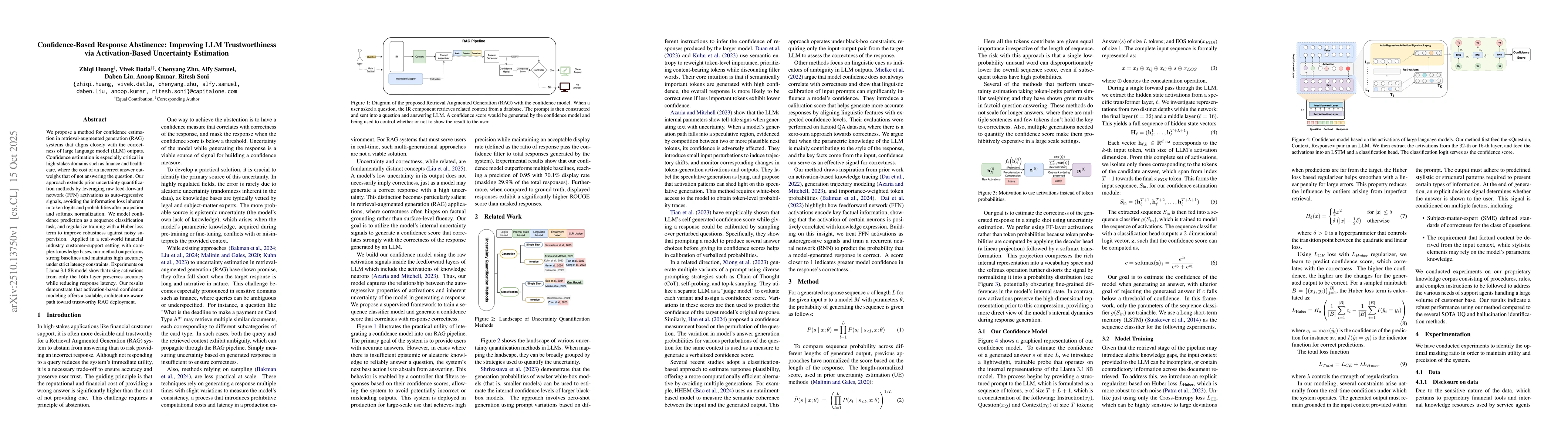 Thumbnail for Confidence-Based Response Abstinence: Improving LLM Trustworthiness via
  Activation-Based Uncertainty Estimation
