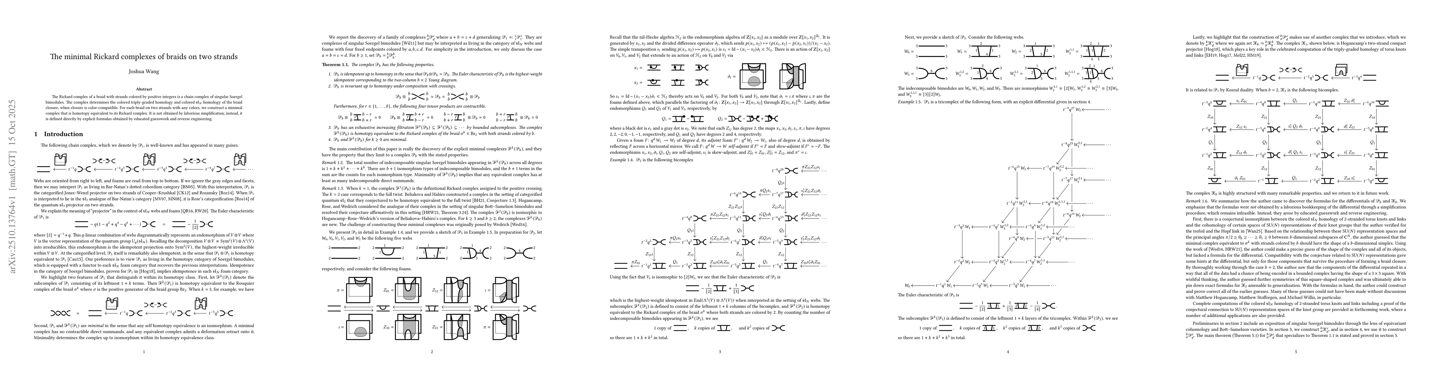 Thumbnail for The minimal Rickard complexes of braids on two strands