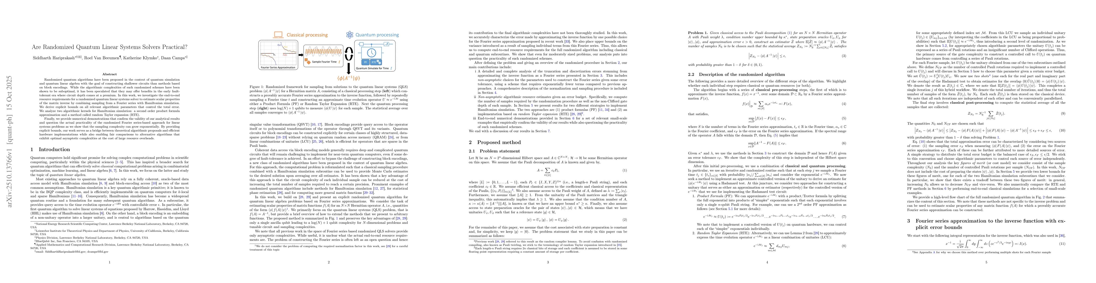 Thumbnail for Are Randomized Quantum Linear Systems Solvers Practical?