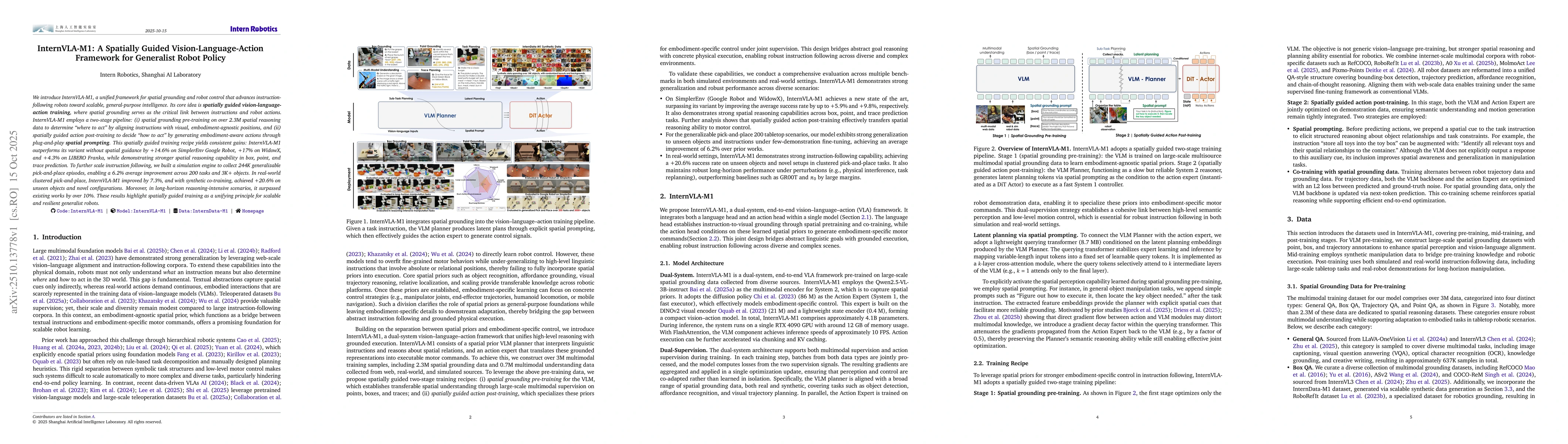 Thumbnail for InternVLA-M1: A Spatially Guided Vision-Language-Action Framework for
  Generalist Robot Policy
