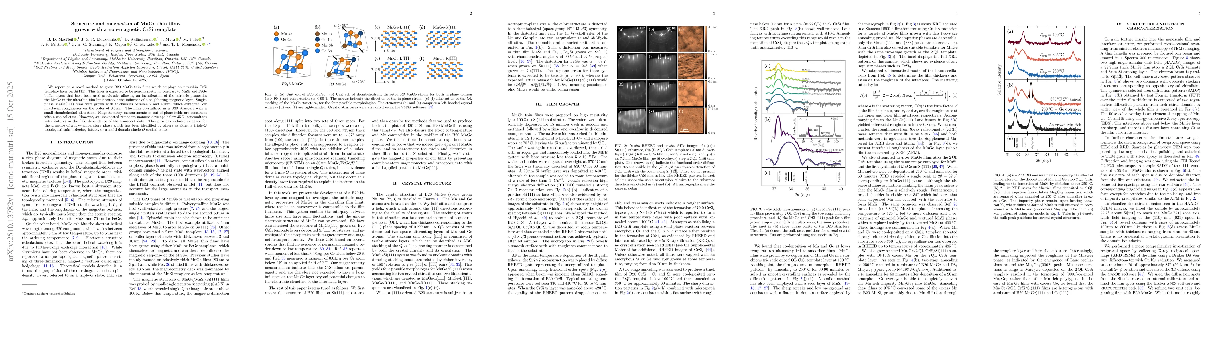 Thumbnail for Structure and magnetism of MnGe thin films grown with a non-magnetic
  CrSi template