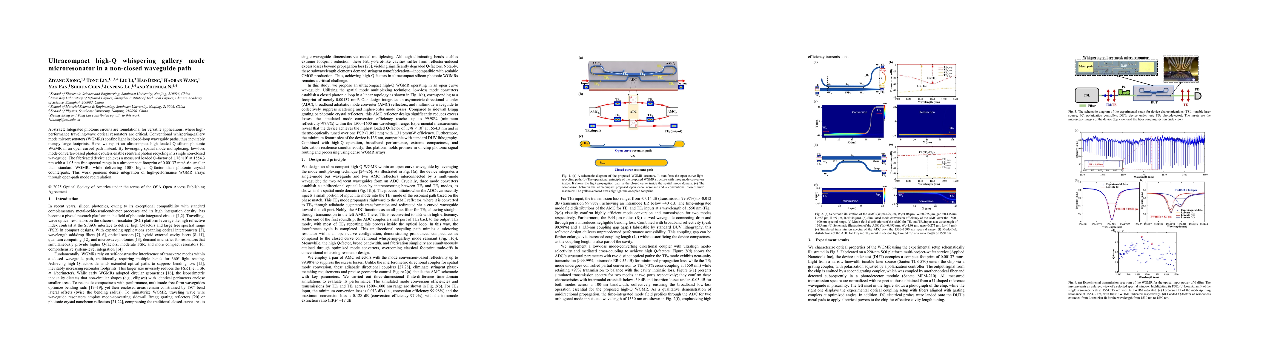 Thumbnail for Ultracompact high-Q whispering gallery mode microresonator in a
  non-closed waveguide path