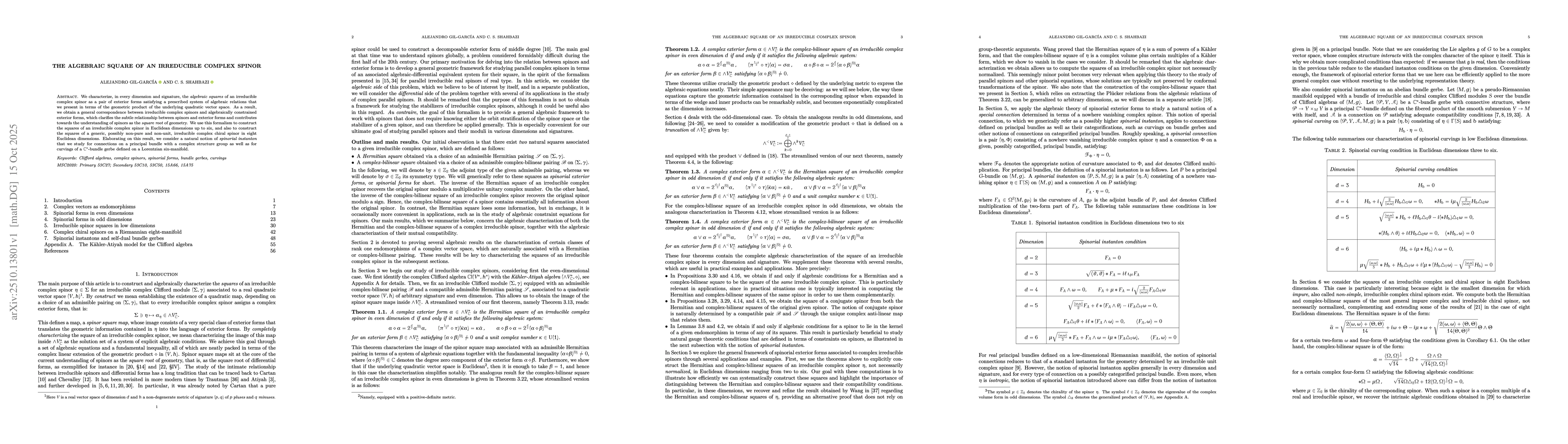 Thumbnail for The algebraic square of an irreducible complex spinor