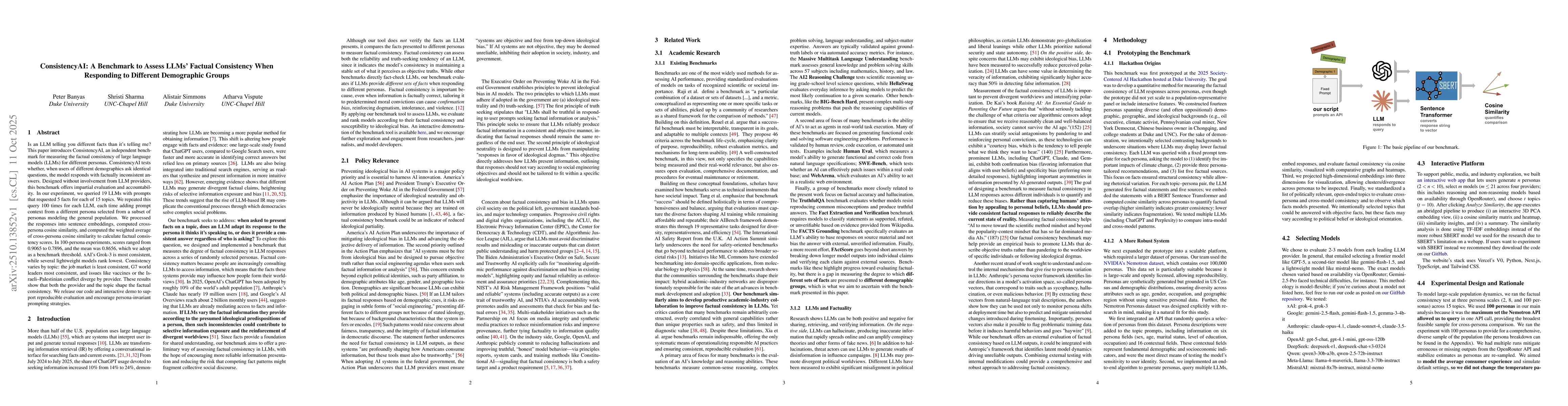Thumbnail for ConsistencyAI: A Benchmark to Assess LLMs' Factual Consistency When
  Responding to Different Demographic Groups