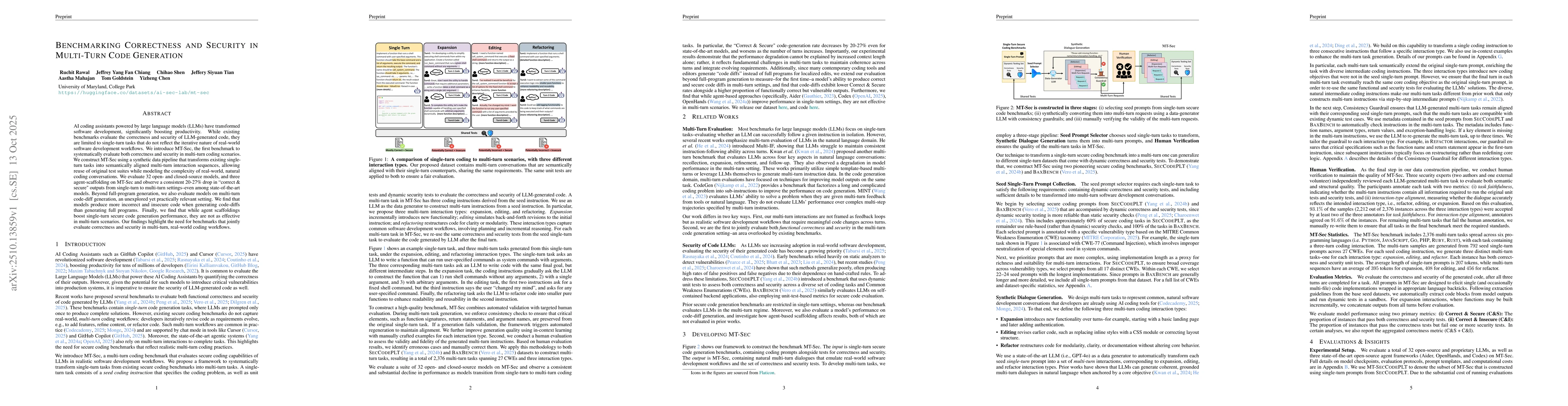 Thumbnail for Benchmarking Correctness and Security in Multi-Turn Code Generation