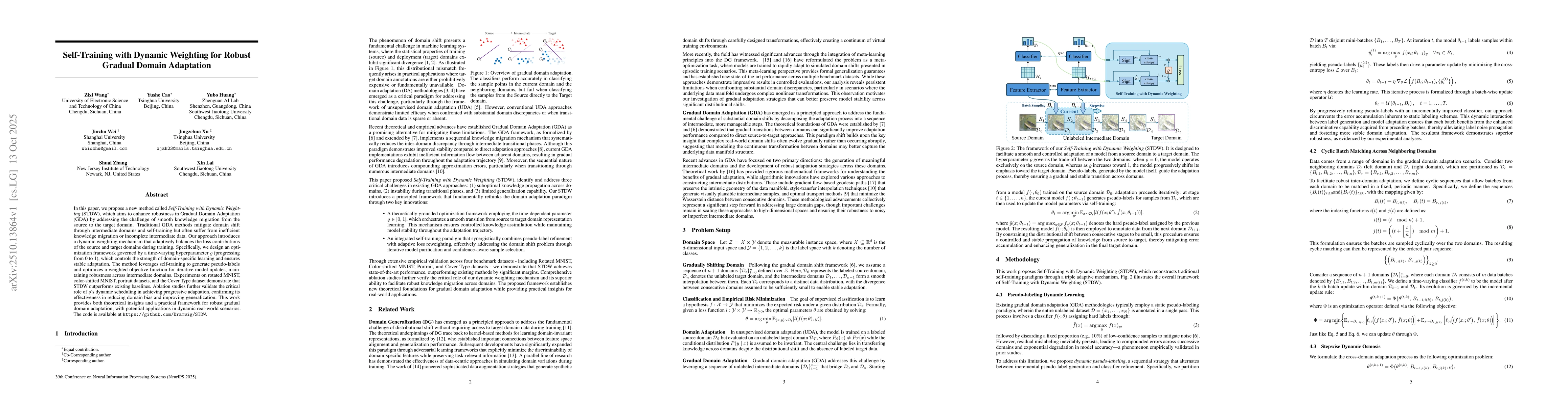 Thumbnail for Self-Training with Dynamic Weighting for Robust Gradual Domain
  Adaptation