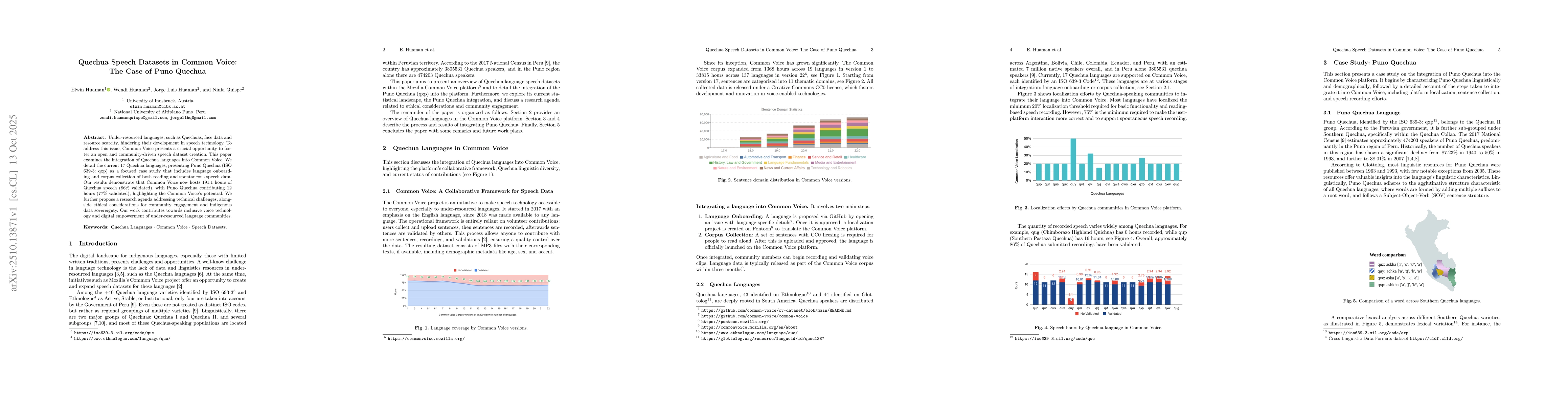 Thumbnail for Quechua Speech Datasets in Common Voice: The Case of Puno Quechua