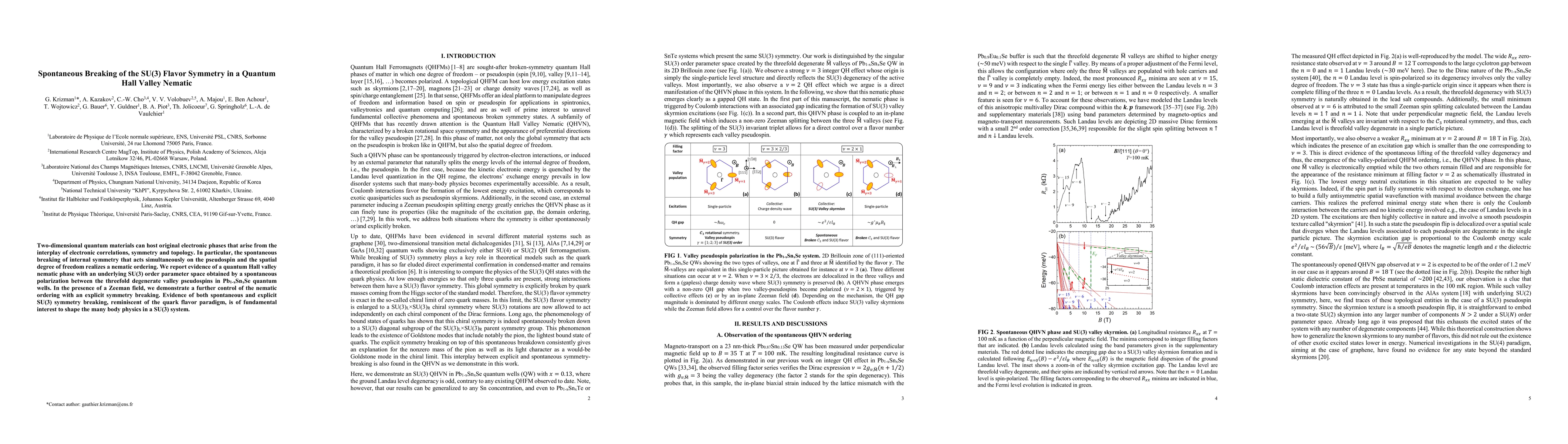 Thumbnail for Spontaneous Breaking of the SU(3) Flavor Symmetry in a Quantum Hall
  Valley Nematic