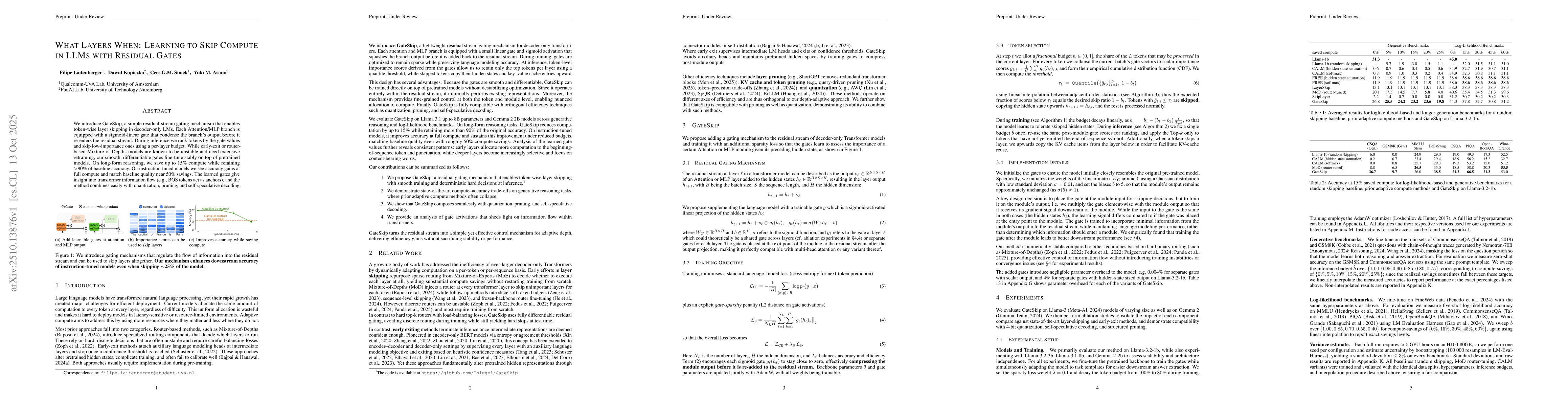 Thumbnail for What Layers When: Learning to Skip Compute in LLMs with Residual Gates