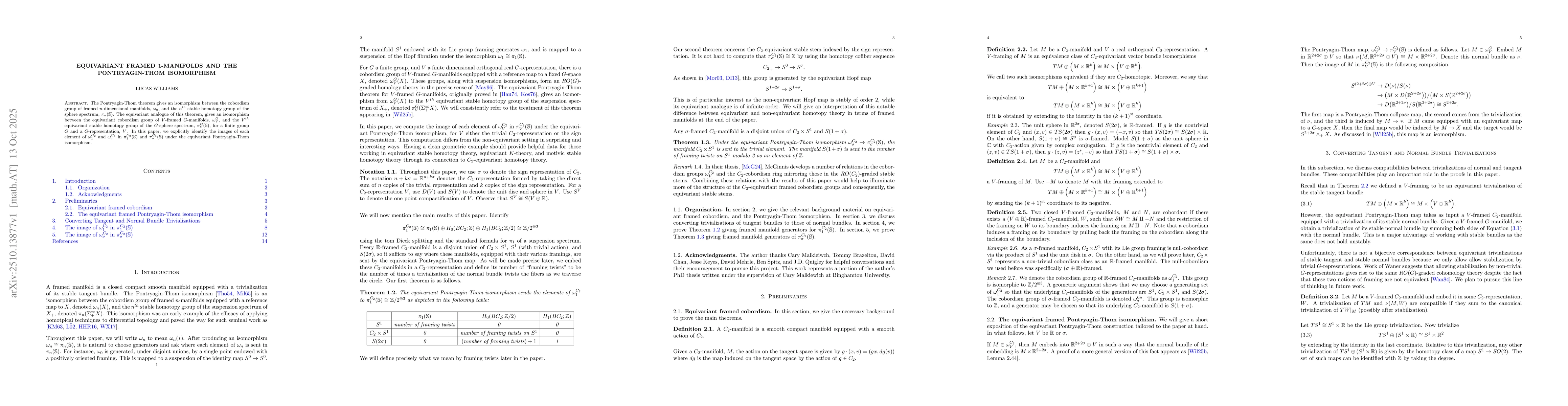 Thumbnail for Equivariant Framed 1-Manifolds and the Pontryagin-Thom Isomorphism