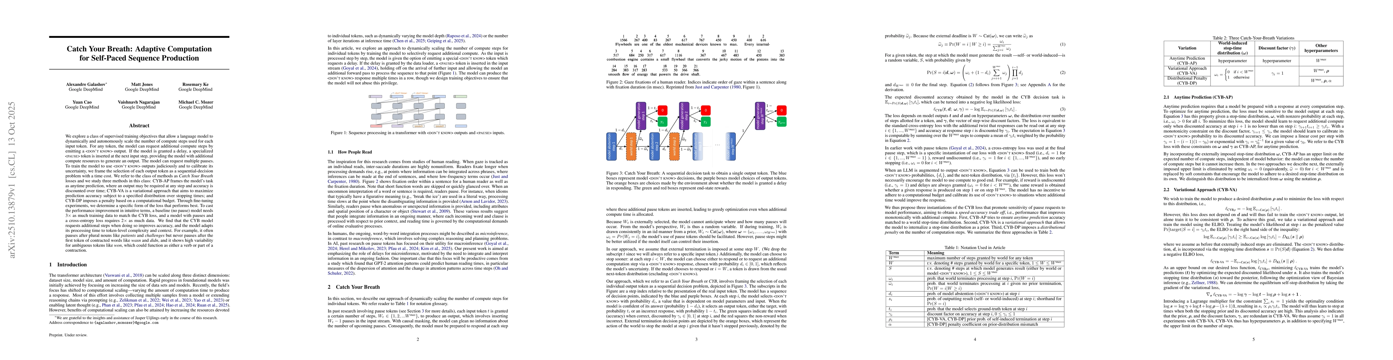 Thumbnail for Catch Your Breath: Adaptive Computation for Self-Paced Sequence
  Production