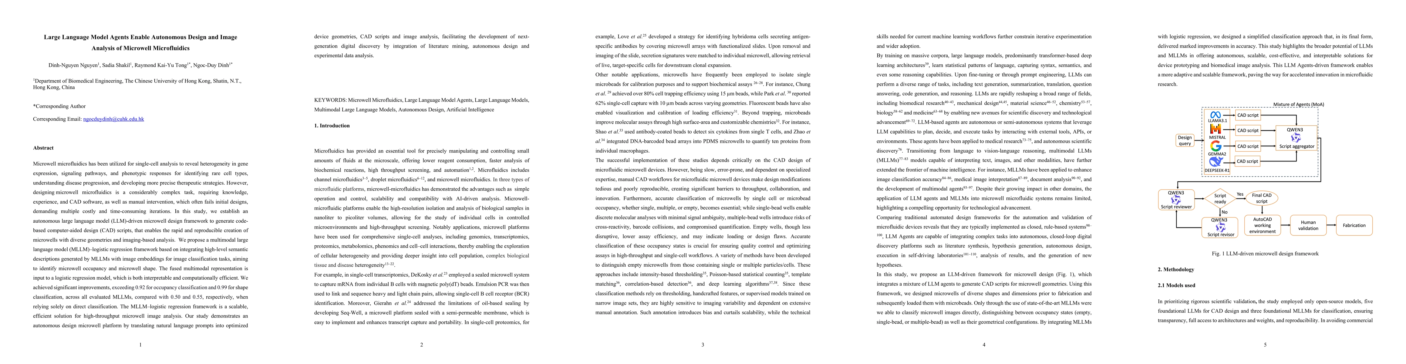 Thumbnail for Large Language Model Agents Enable Autonomous Design and Image Analysis
  of Microwell Microfluidics