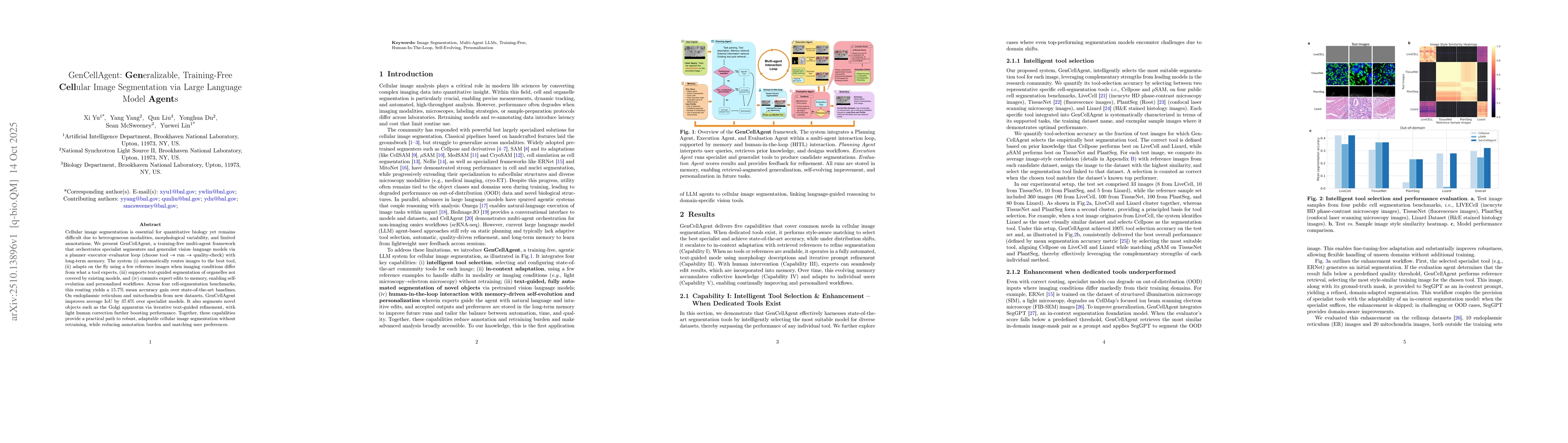 Thumbnail for GenCellAgent: Generalizable, Training-Free Cellular Image Segmentation
  via Large Language Model Agents