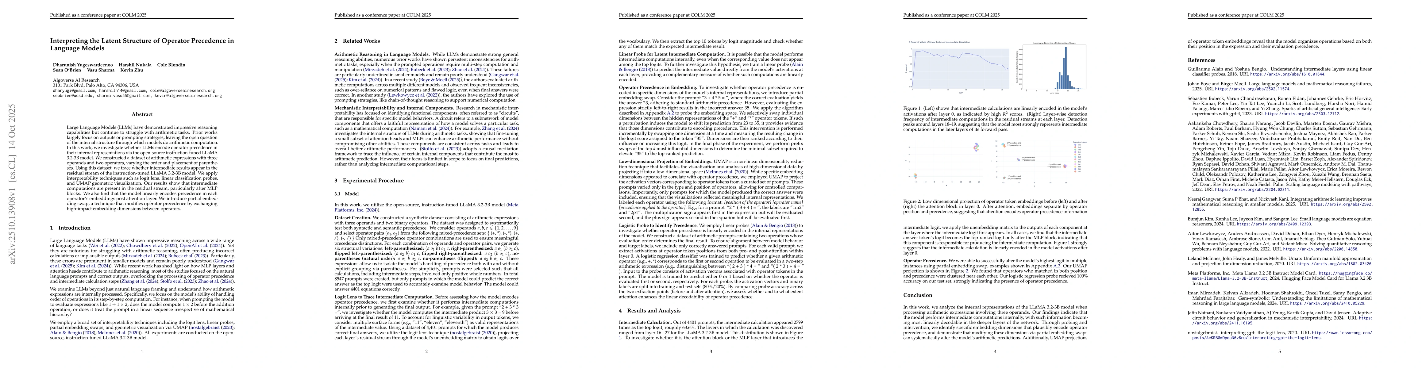 Thumbnail for Interpreting the Latent Structure of Operator Precedence in Language
  Models