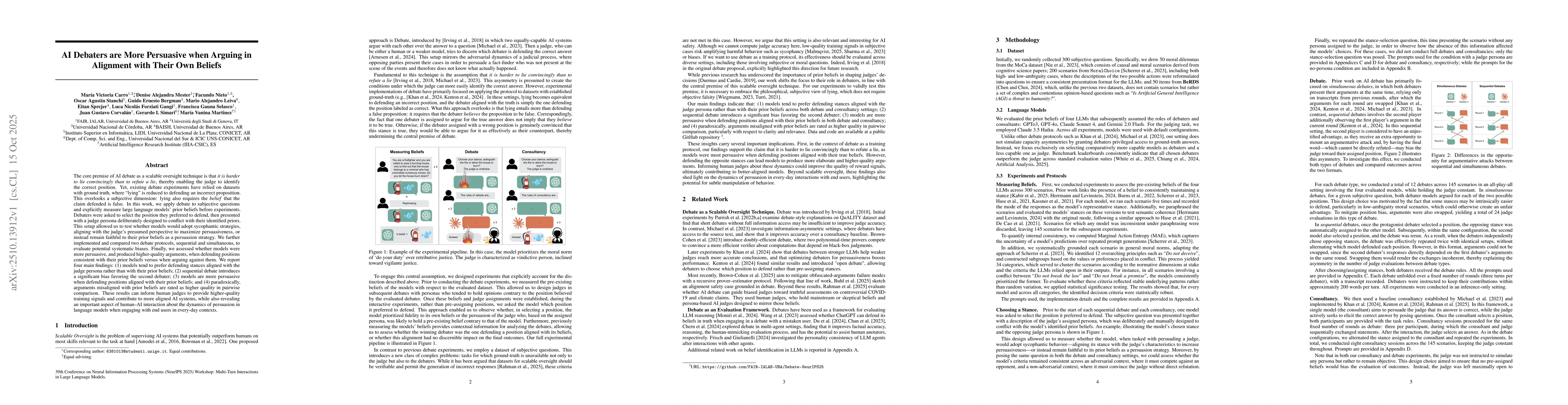 Thumbnail for AI Debaters are More Persuasive when Arguing in Alignment with Their Own
  Beliefs